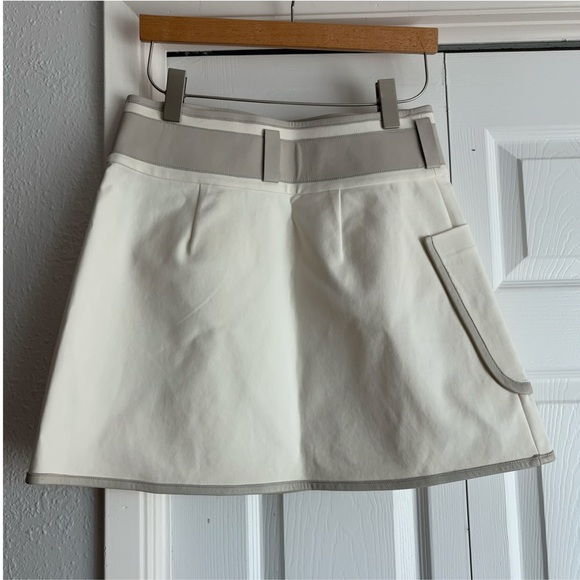 DEREK LAM Wrap Buckle Calf Leather Mini Skirt Size 6 - Picture 5 of 14